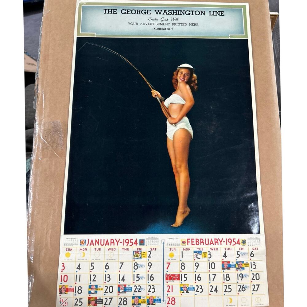 Large 1954 Pinup Calendar Salesman Sample